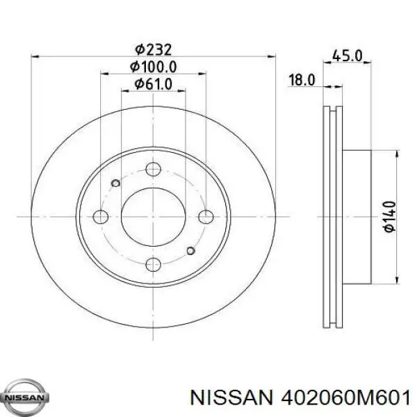 402060M601 Nissan диск тормозной передний