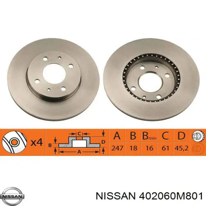 402060M801 Nissan диск тормозной передний