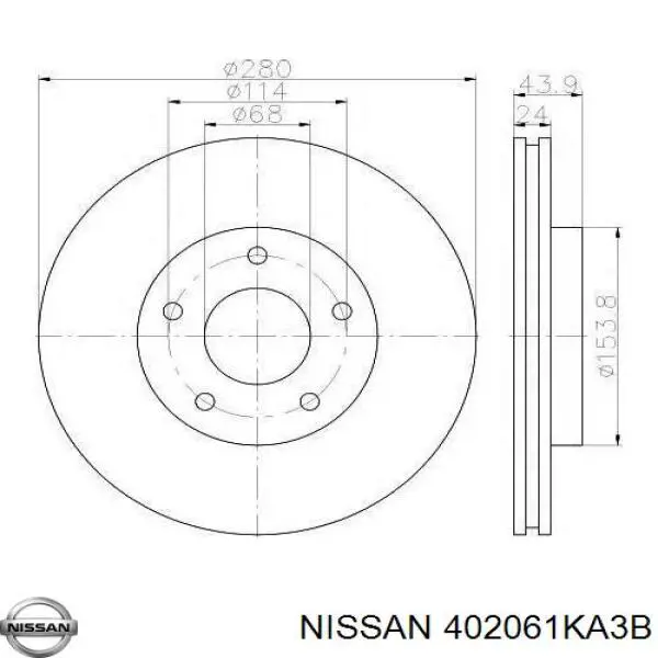 402061KA3B Nissan передние тормозные диски