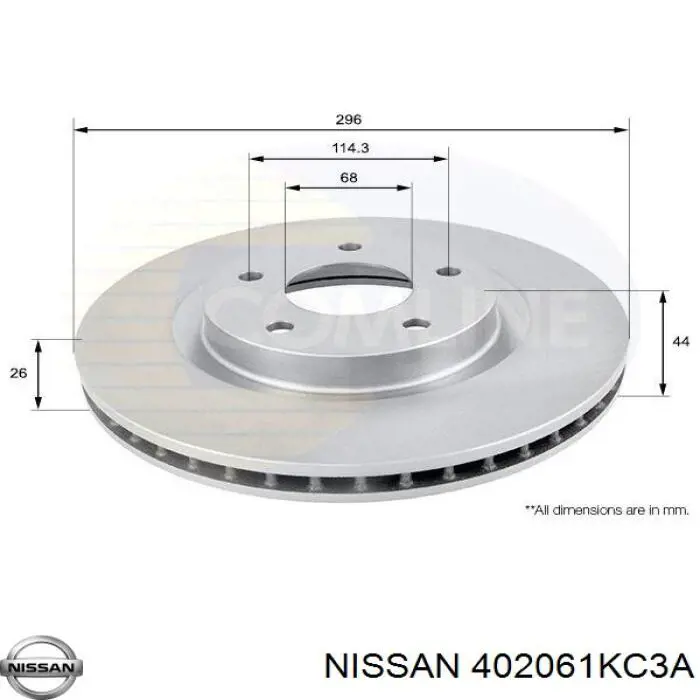 Передние тормозные диски 402061KC3A Nissan