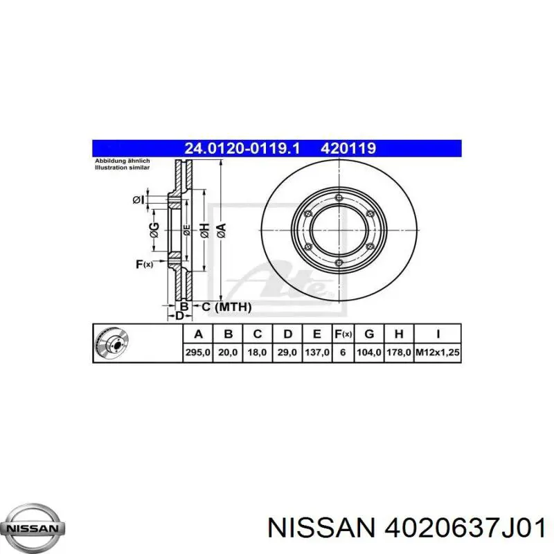 4020637J01 Nissan/Infiniti Диск тормозной передний