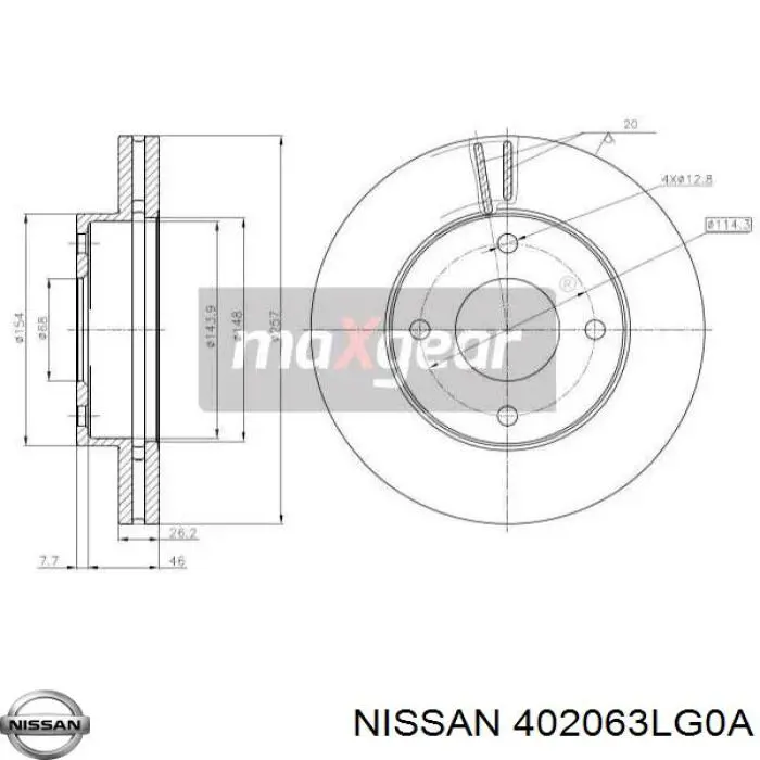 Тормоз дисковый передний Nissan/Infiniti 402063LG0A цена, от 43.60 USD