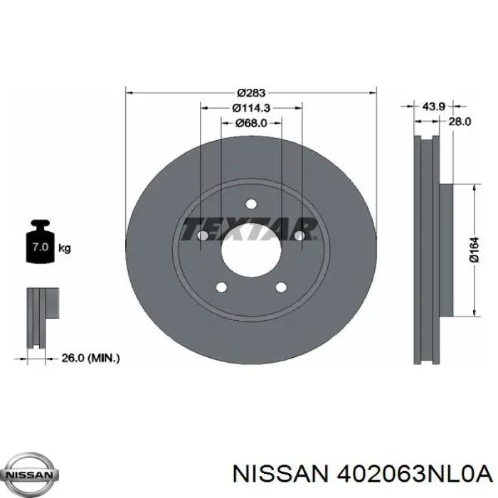 Тормоз дисковый передний Nissan/Infiniti 402063NL0A цена, от 19.00 USD