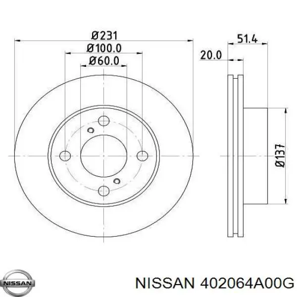 Передний тормозной диск Nissan/Infiniti 402064A00G