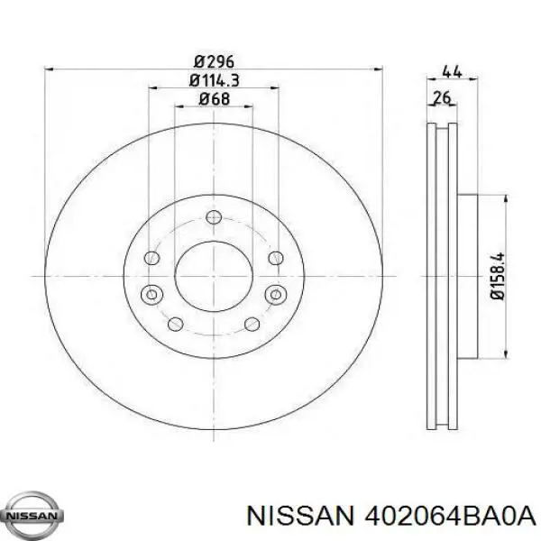 Диск тормозной передний Nissan 402064BA0A