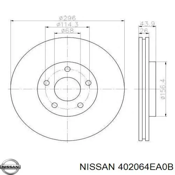 402064EA0B Nissan disco do freio dianteiro