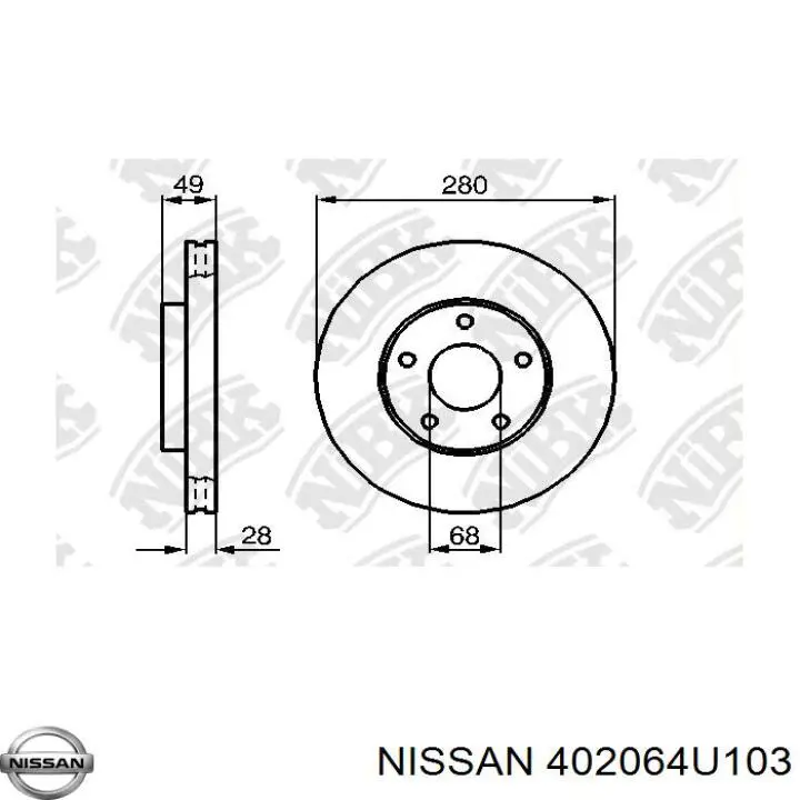 402064U103 Nissan тормозные диски
