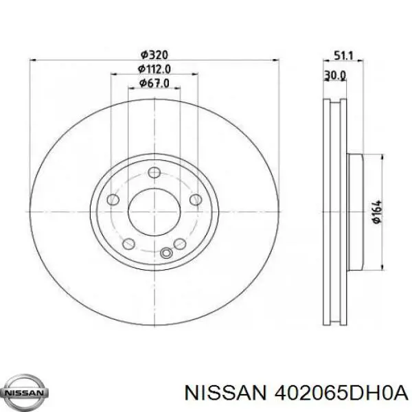 Тормоз дисковый передний Nissan/Infiniti 402065DH0A цена, от 19.00 USD