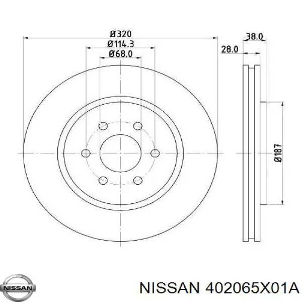 Передние тормозные диски 402065X01A Nissan/Infiniti