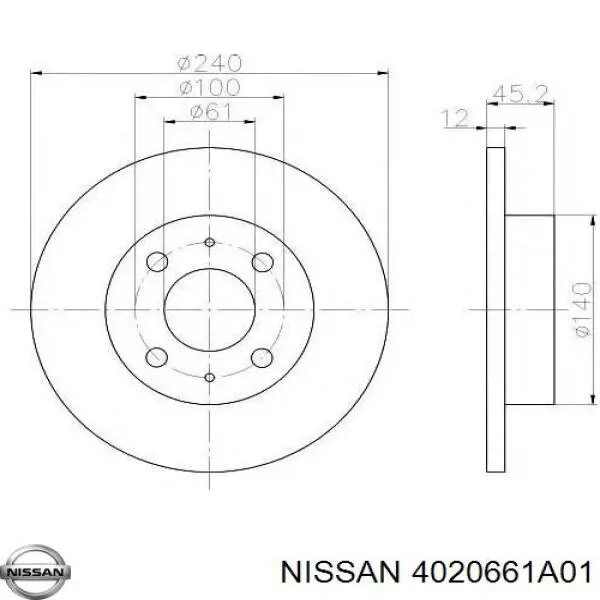 4020661A01 Nissan/Infiniti Диск тормозной передний