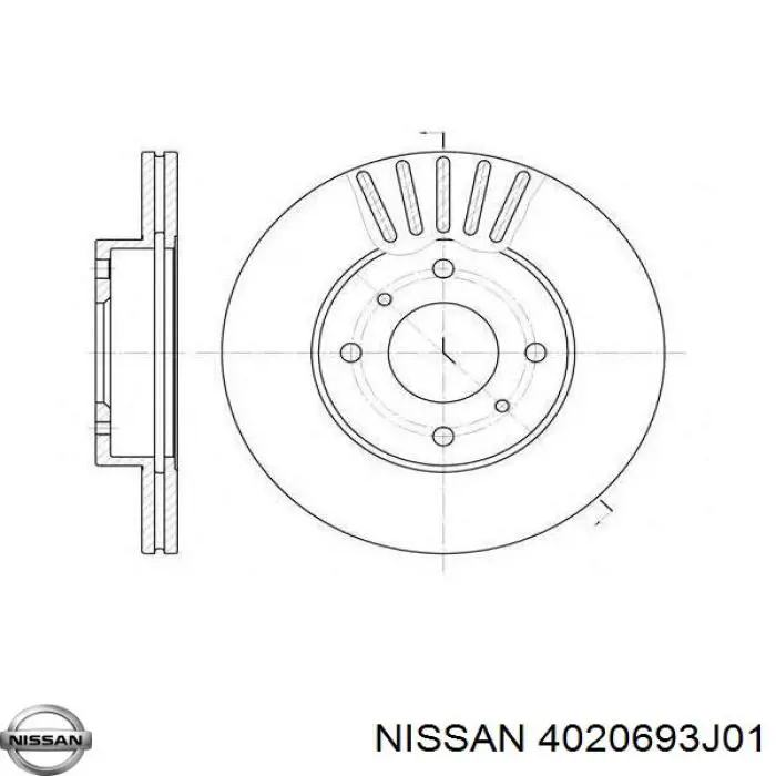 Передние тормозные диски 4020693J01 Nissan