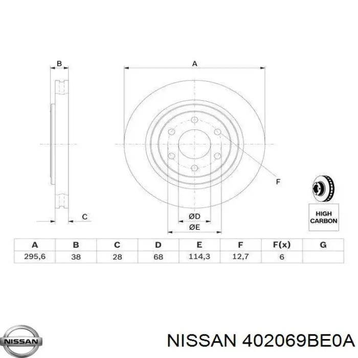 Передние тормозные диски 402069BE0A Nissan/Infiniti