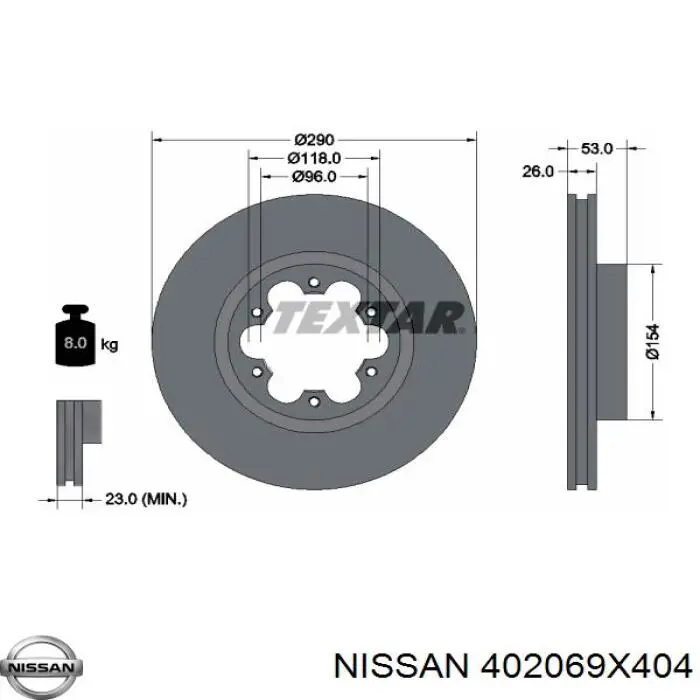 402069X404 Nissan/Infiniti Диск тормозной передний