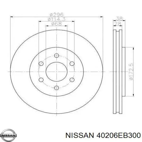 40206EB300 Nissan диск тормозной передний