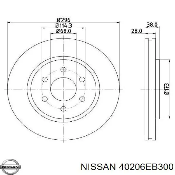Тормоз дисковый передний Nissan/Infiniti 40206EB300 цена, от 19.00 USD