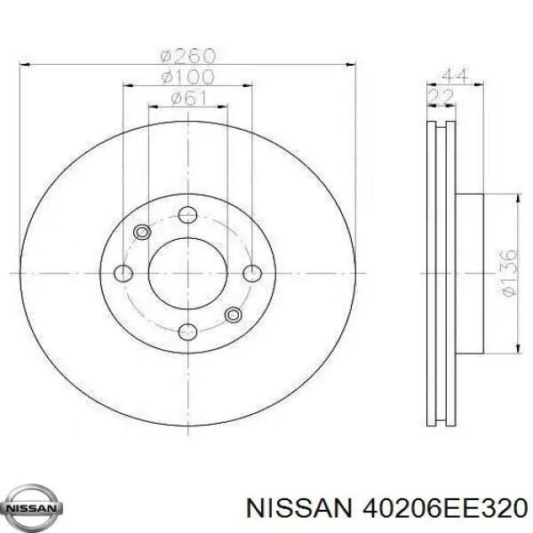Диск тормозной передний Nissan 40206EE320