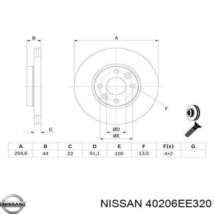40206EE320 Nissan/Infiniti Диск тормозной передний