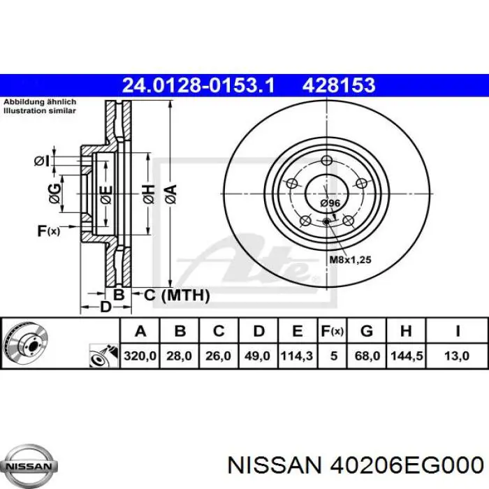 Передние тормозные диски 40206EG000 Nissan/Infiniti