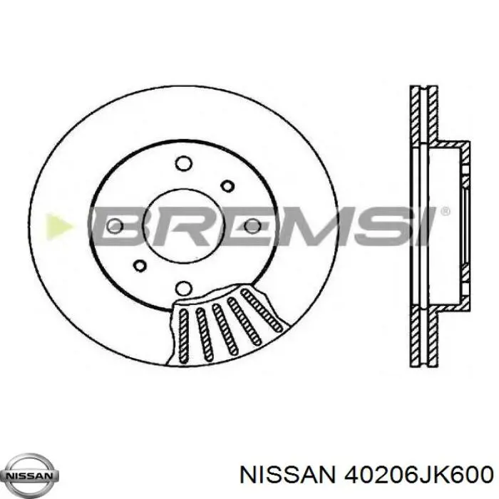 Передние тормозные диски 40206JK600 Nissan