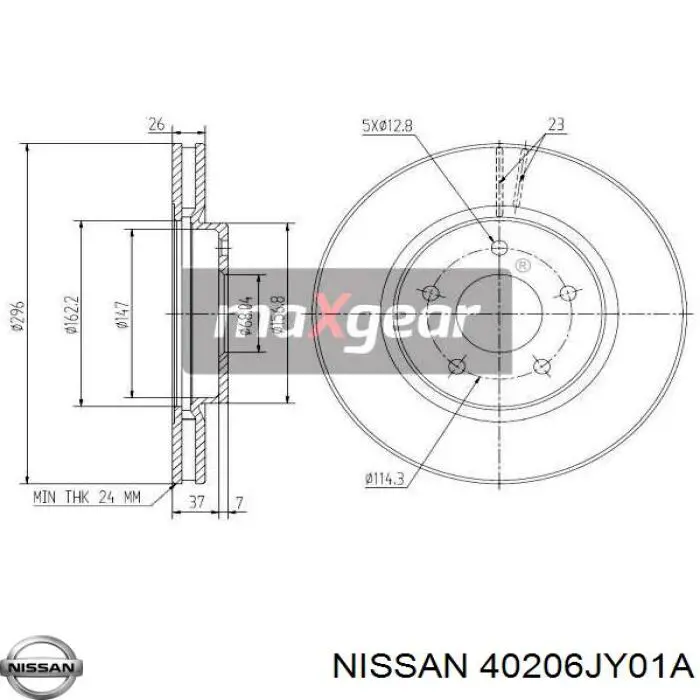 40206JY01A Nissan диск тормозной передний