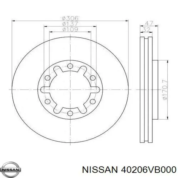 Купить 40206VB000 Nissan/Infiniti Ротор тормозной