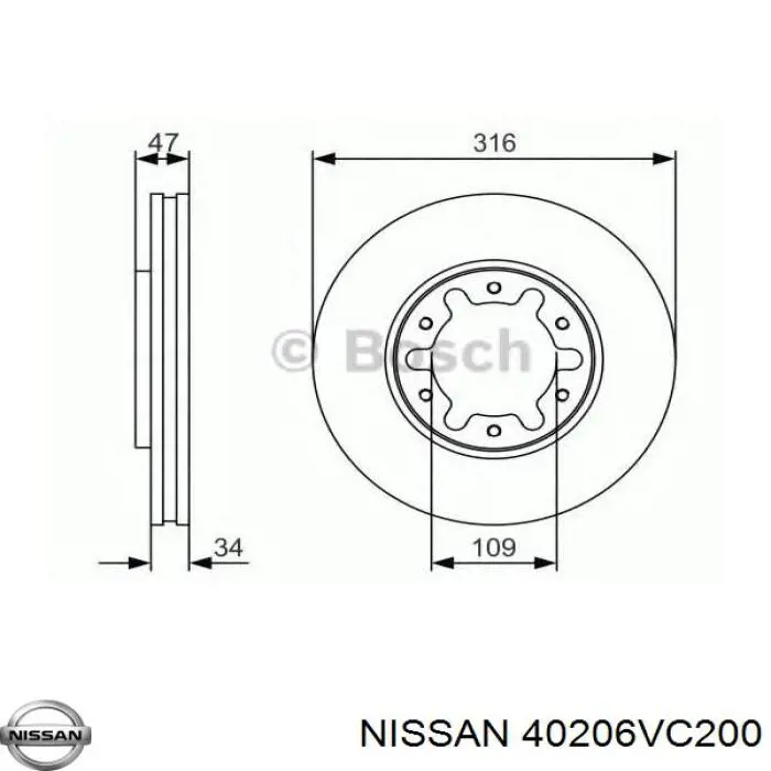 40206VC200 Nissan тормозные диски