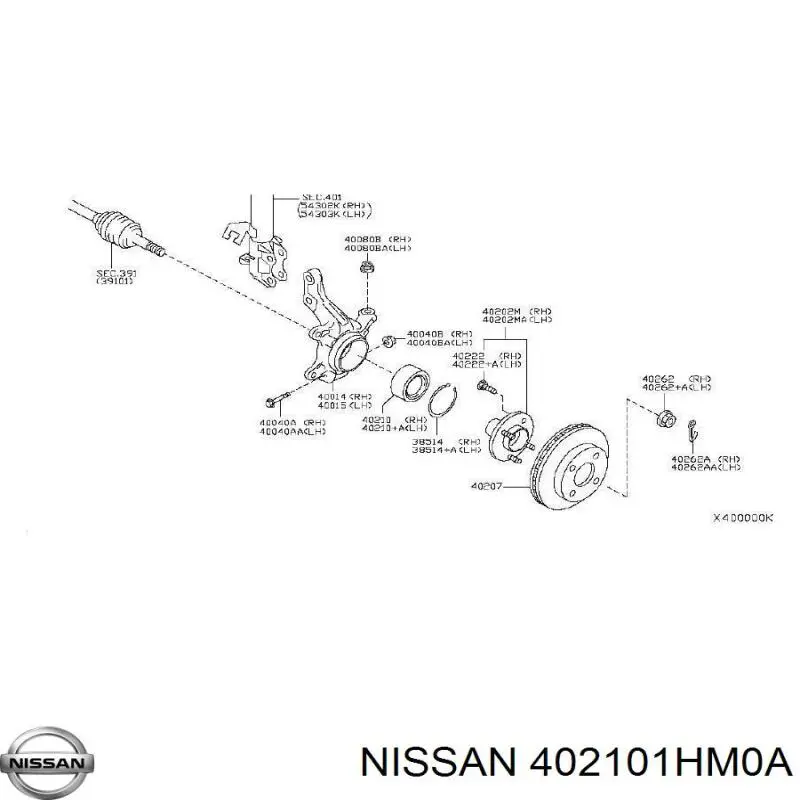 Купить 402101HM0A Nissan/Infiniti Подшипник передней ступицы