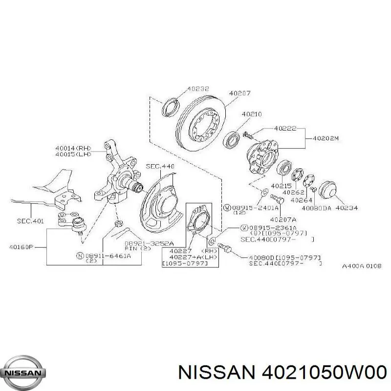 Подшипник ступицы передней внутренний NISSAN 4021050W00