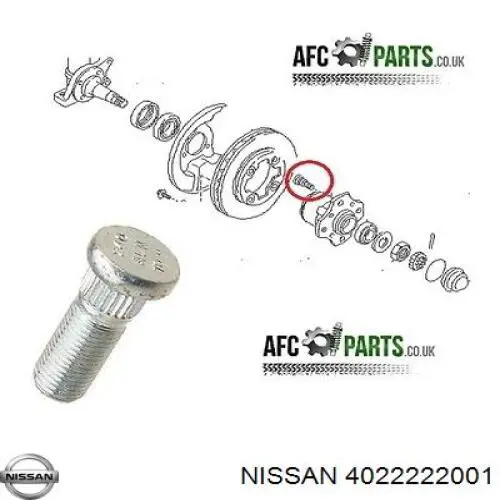 Espárrago de rueda delantero 4022222001 Nissan