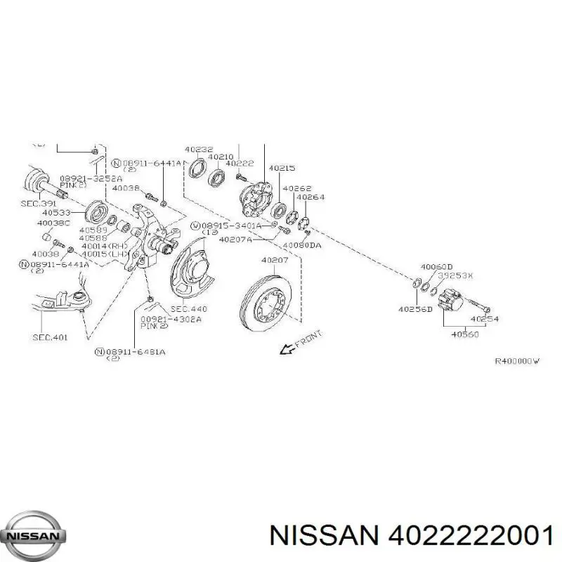 Шпилька колесная передняя на Nissan Terrano WD21