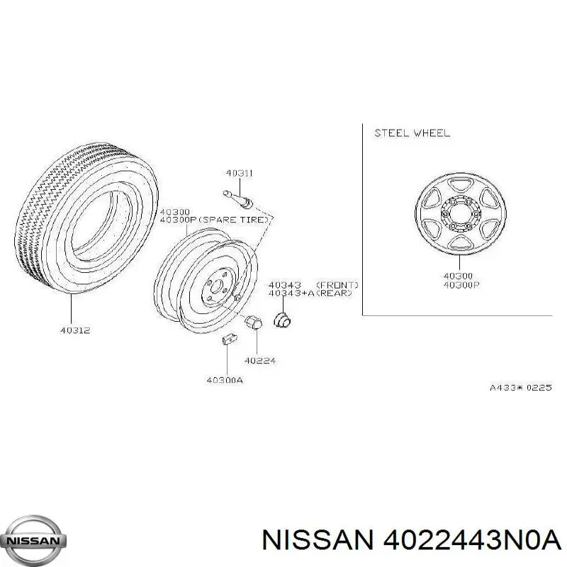 4022443N0A Nissan гайка колесная