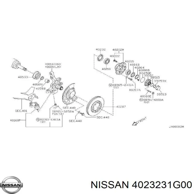 Купить 4023231G00 Nissan/Infiniti Сальник передней ступицы