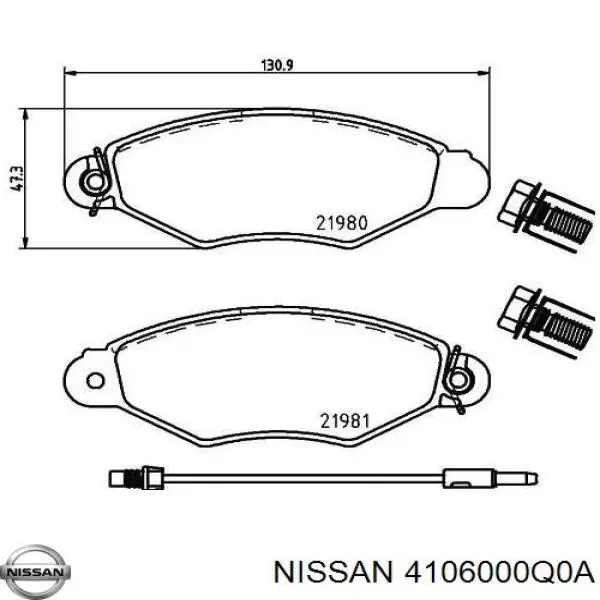 Передние тормозные колодки 4106000Q0A Nissan