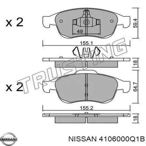 4106000Q1B Nissan/Infiniti Колодки передние