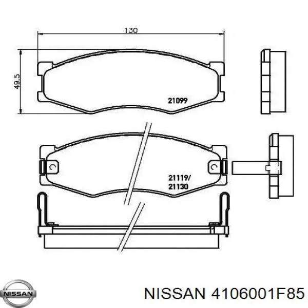 4106001F85 Nissan колодки тормозные передние дисковые