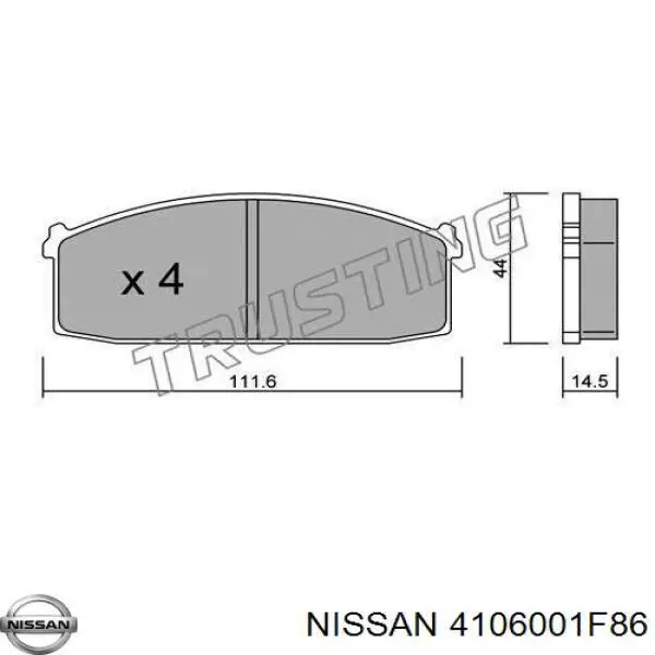 4106001F86 Nissan колодки тормозные передние дисковые