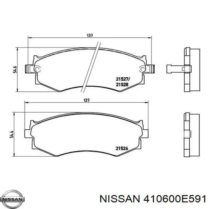 Передние тормозные колодки 410600E591 Nissan