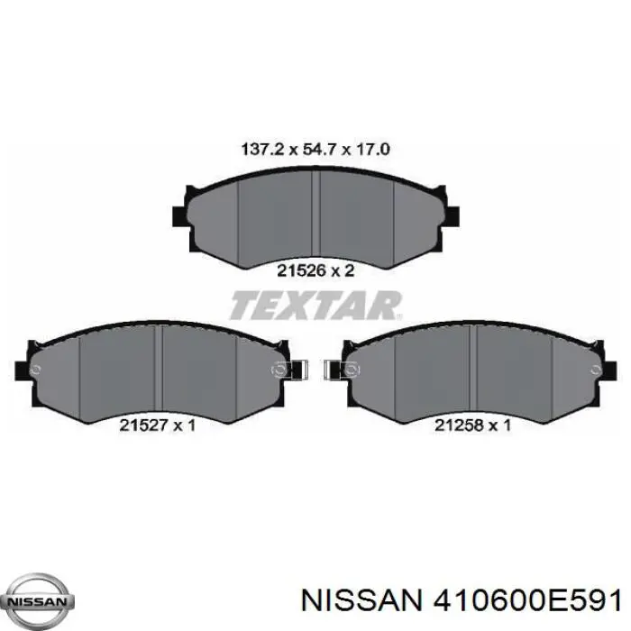 Колодки Nissan/Infiniti 410600E591 цена, от 17.02 USD