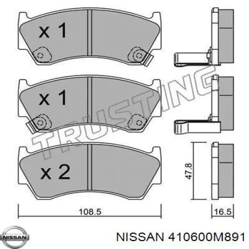 Передние тормозные колодки 410600M891 Nissan