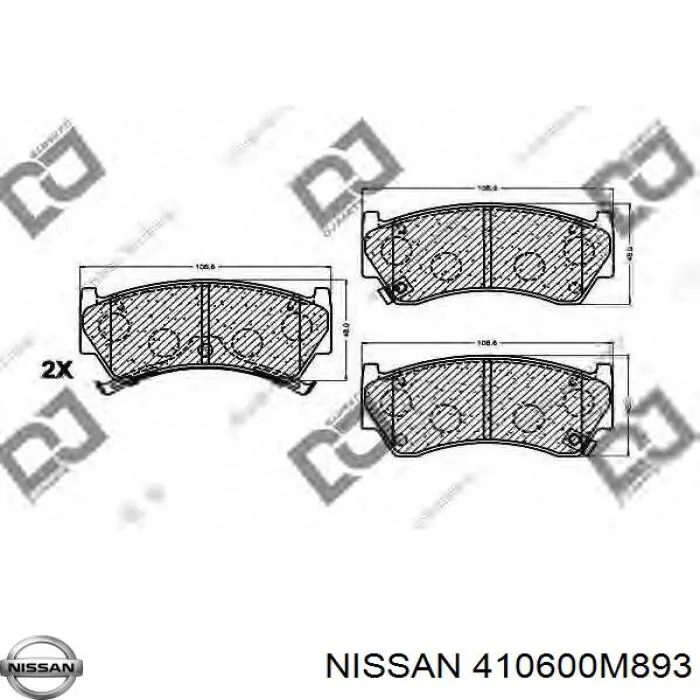 Передние тормозные колодки 410600M893 Nissan