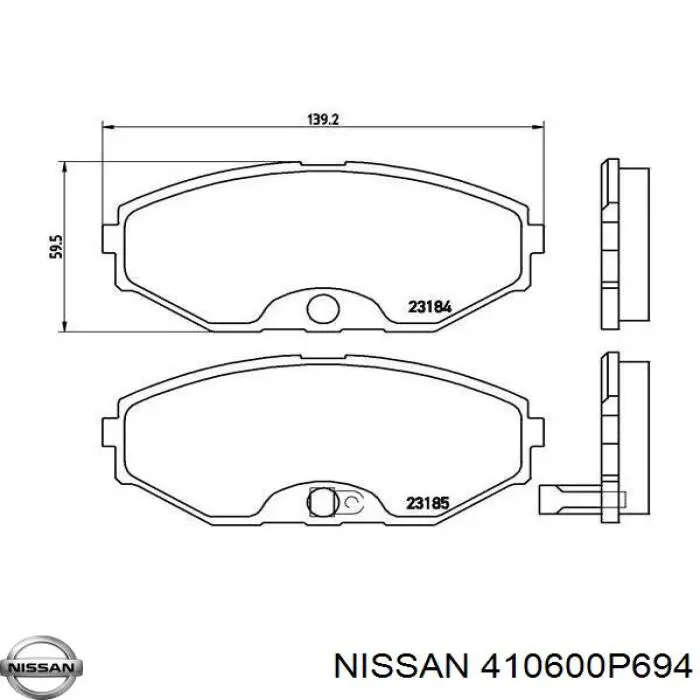 410600P694 Nissan передние тормозные колодки