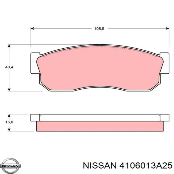 4106013A25 Nissan передние тормозные колодки