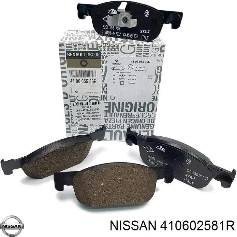 Передние тормозные колодки 410602581R Nissan