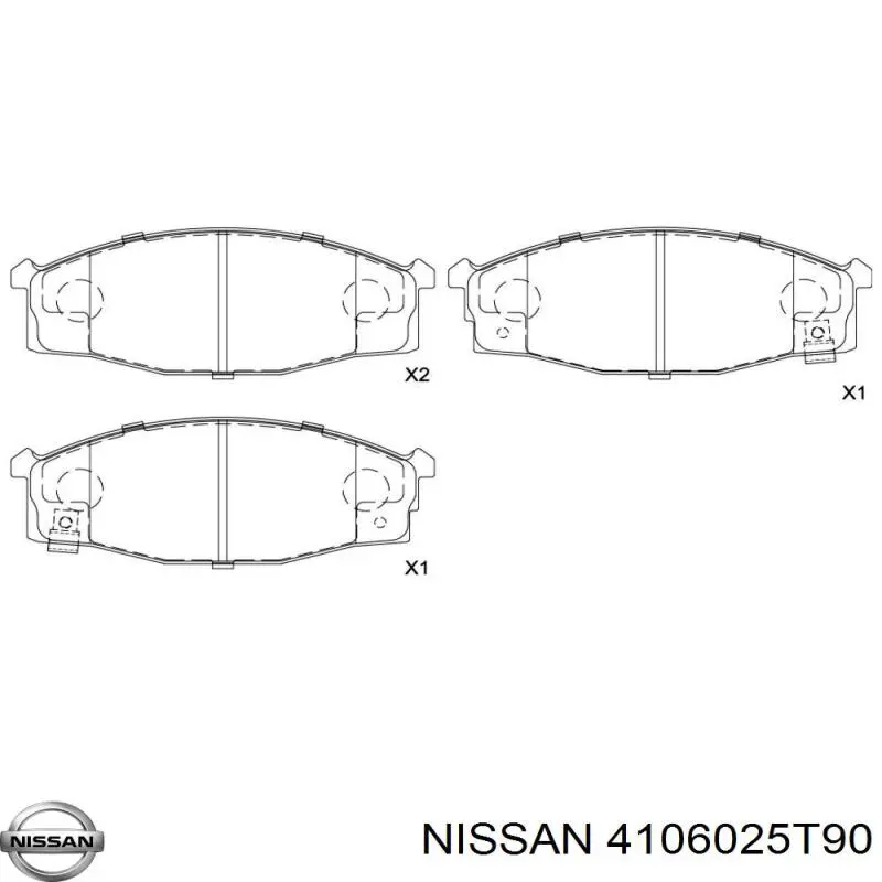 Передние тормозные колодки 4106025T90 Nissan