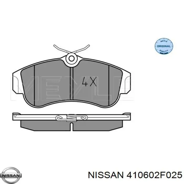 410602F025 Nissan колодки тормозные передние дисковые