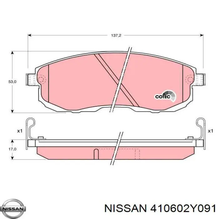 410602Y091 Nissan передние тормозные колодки