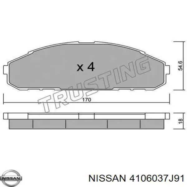 4106037J91 Nissan/Infiniti Колодки передние
