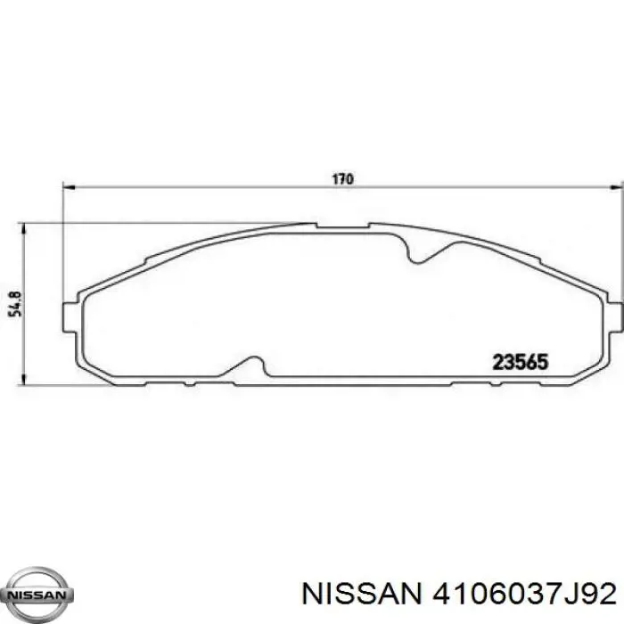 4106037J92 Nissan колодки тормозные передние дисковые