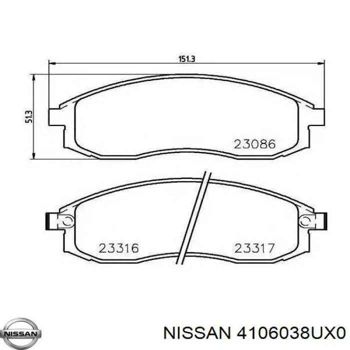 Колодки Nissan/Infiniti 4106038UX0 цена, от 21.59 USD