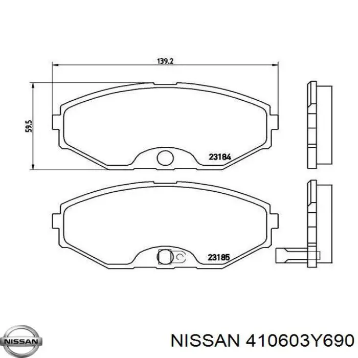 410603Y690 Nissan передние тормозные колодки